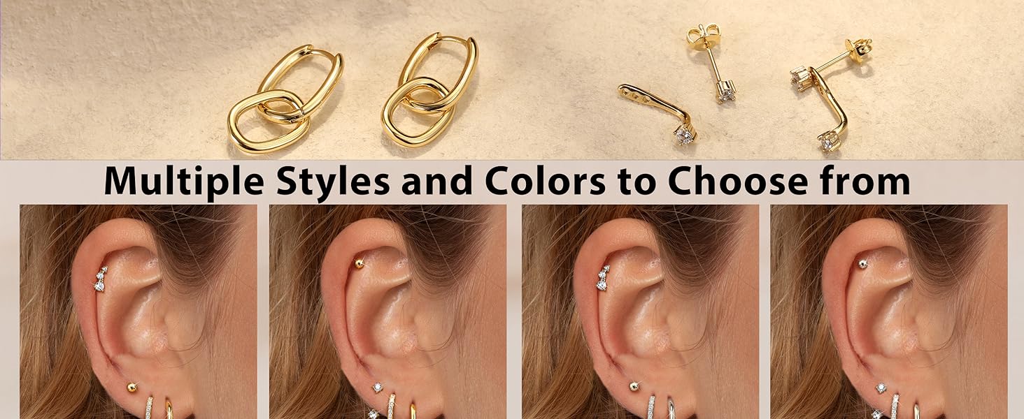 BESTEEL Small Hoop Earrings for Women - Hypoallergenic Surgical Steel Flat Back Earring Stacks Set Dangle Huggie Stud Cartilage Jewelry Trendy 4 Pairs BESTEEL Small Hoop Earrings for Women - Hypoallergenic Surgical Steel Flat Back Earring Stacks Set Dangle Huggie Stud Cartilage Jewelry Trendy 4 Pairs