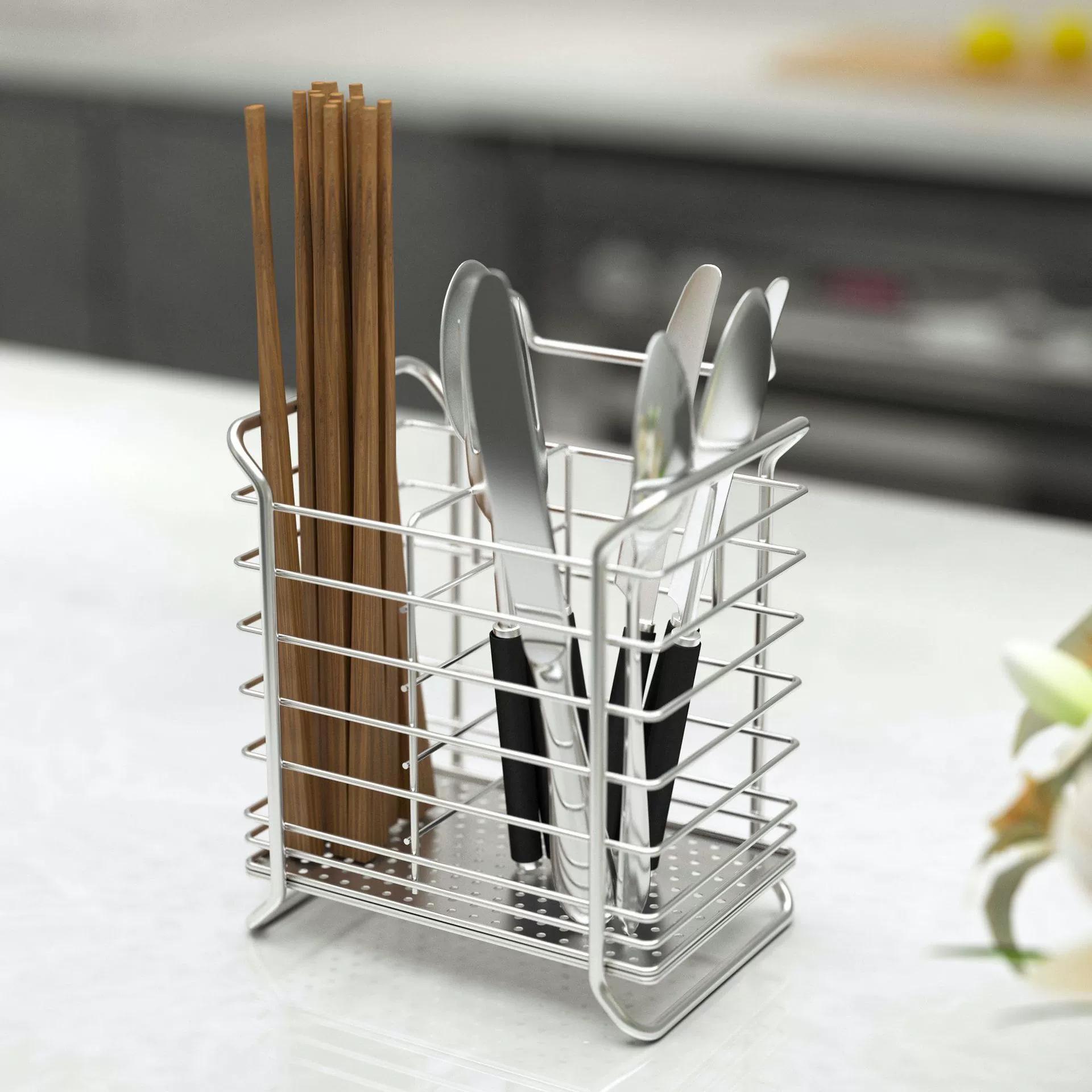 Countertop Storage Rack for Home Kitchen Tableware Creative Square Draining Chopstick Holder Knife and Fork Organizer Round Cage jewery transparent plastic box Mini Portable Jewelry Large Yellow Bin with Lid organization shoe cabinet fridge Compact USB