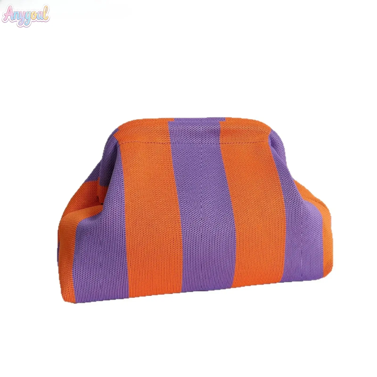 Women’s Vibrant Striped Crochet Shoulder Bag, Soft Slouchy Dumpling Cloud Shaped Pouch, Lightweight Woven Handbag Ideal For Beach Trips, Outdoor Camping, Casual Travel And Daily Party Outfit Matching