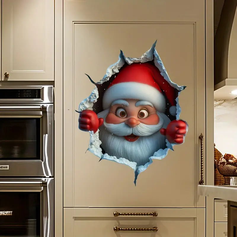 Warm Christmas Santa Wall Sticker, Perfect for Home, Bedroom, Party Decor, Door Decoration, Christmas Gift, Festive Wall Art, Wall Art Decals