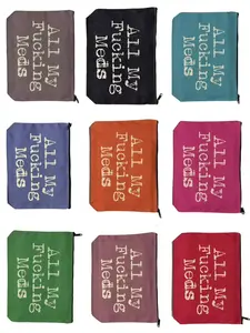 All My Fucking Meds Bag Large Capacity Canvas Toiletry Bag for Women Men Medicine Organizer Vitamin Pouch Travel Makeup Case Travel Cosmetic Bags Birthday Christmas Father's Day Gift
