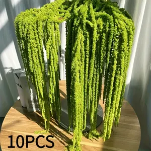 10 Artificial Amaranth Flowers - Elegant Green Wisteria Hanging Flowers, Suitable for Bohemian Home, Pie, Wedding Center, Christmas, Valentine's Day, Outdoor Garden Decoration, Photography Props, Bridal Bouquet Accessories, Wedding Center Decoration