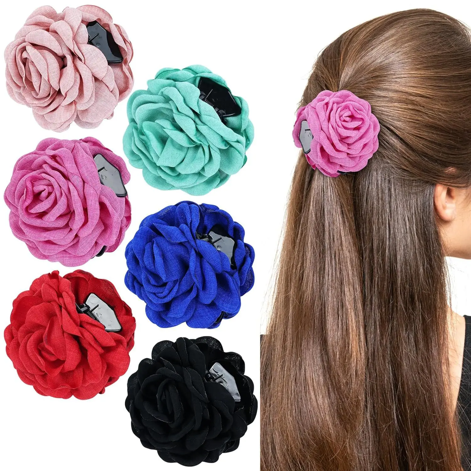 Ethereal Rose Tassel Side Clip, Romantic Traditional Hanfu Hair Accessory for Vacation Outfits, Unisex