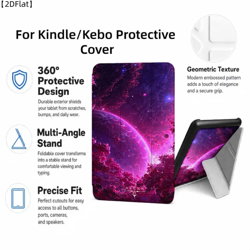 For Kindle/Kobo/Tolino Case, with stand Galaxy Nebula Planet Trees Sky for New Kindle 11Th 2019, for Kindle 11th Generation Case for Kindle 11Th (2022/2024), 6-Inch, 7-Inch Kindle Paperwhite 12Th Generation 2024 Vision Color (2024) /Vision 6 (2021）/Shine
