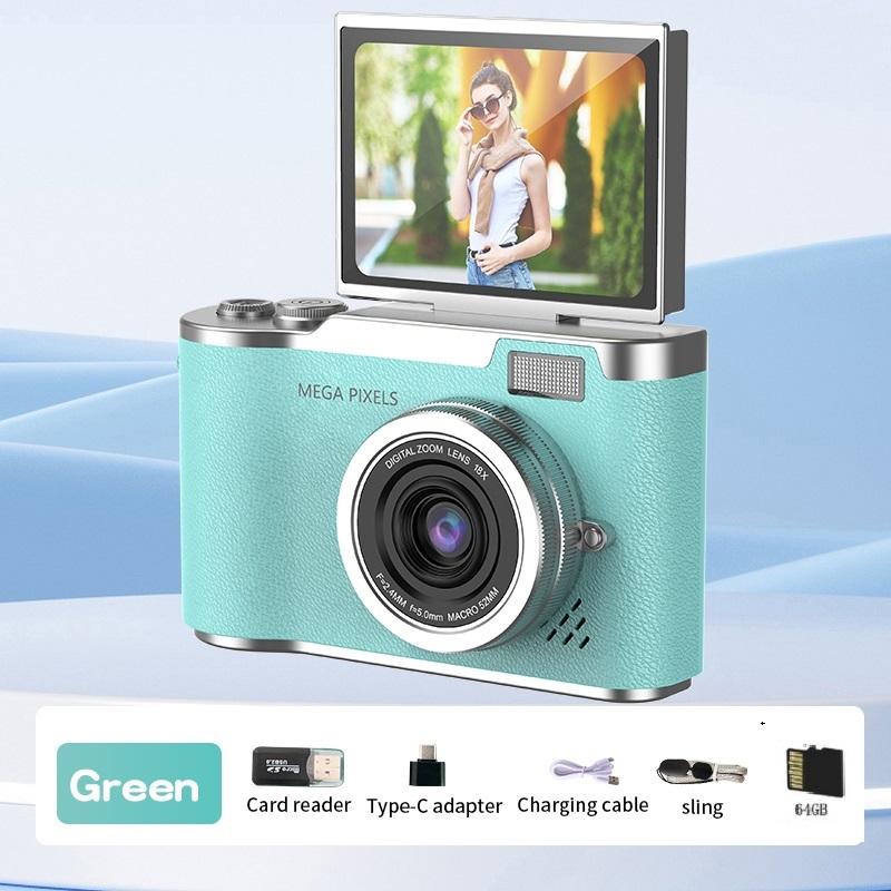HD Digital Camera, 2.4 Inch Flip Over Display Screen Digital Compact Video Camera for School Photography, Outdoor Camera
