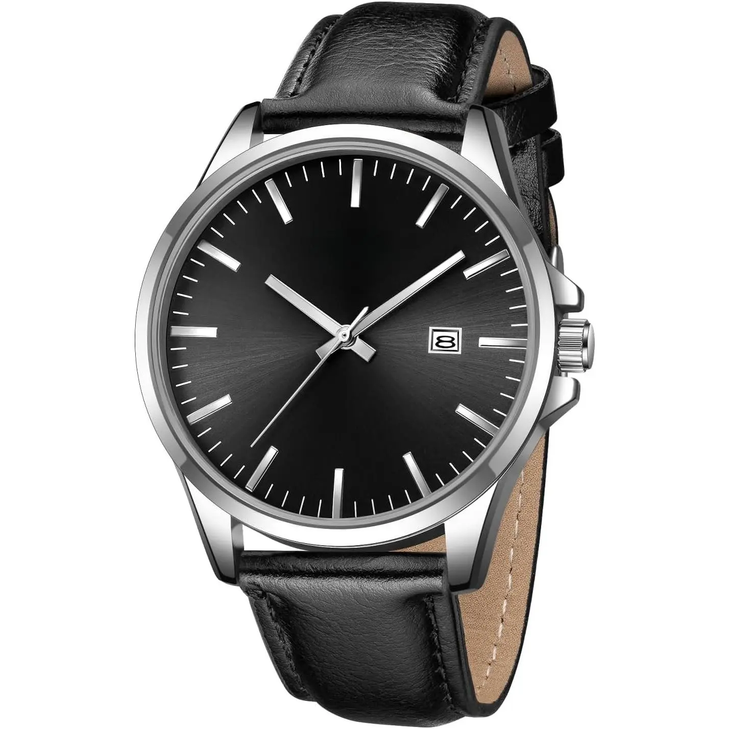Watches for Men, Minimalist Fashion Mens Leather Strap Watch, Classic Analog Quartz Watches with Date, Daily  Dress Watch, Gifts for Men