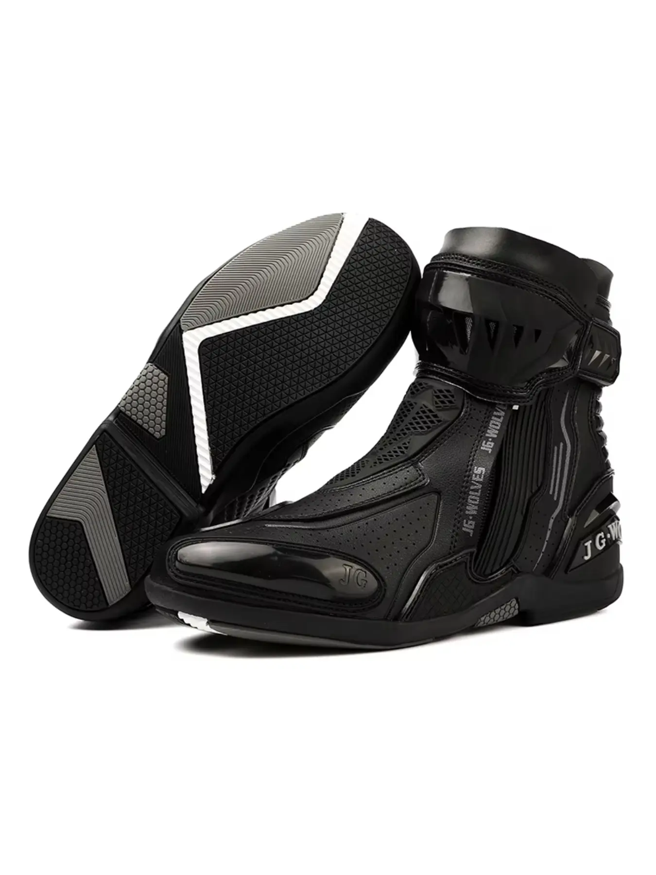 Motorcycle Boots Men Racing Riding Shoes Durable Boots Breathable Anti Slip TPU Protective High Top Motorbike Boots Side Zipper Rubber Sole