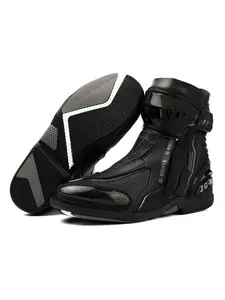 Motorcycle Boots Men Racing Riding Shoes Breathable Anti Slip TPU Protective High Top Motorbike Boots Side Zipper Rubber Sole