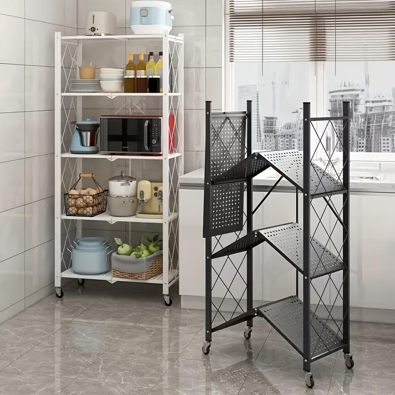 3/4/5 Layer Folding Storage Rack, No Installation, with Wheels, Can Move Freely, Suitable for Living Rooms, Kitchens, Garages, Study Rooms, Basement Storage Rooms, Practical Shelves, Multi-Tier Office Storage Rack Standing Shelf, Standing Shelf