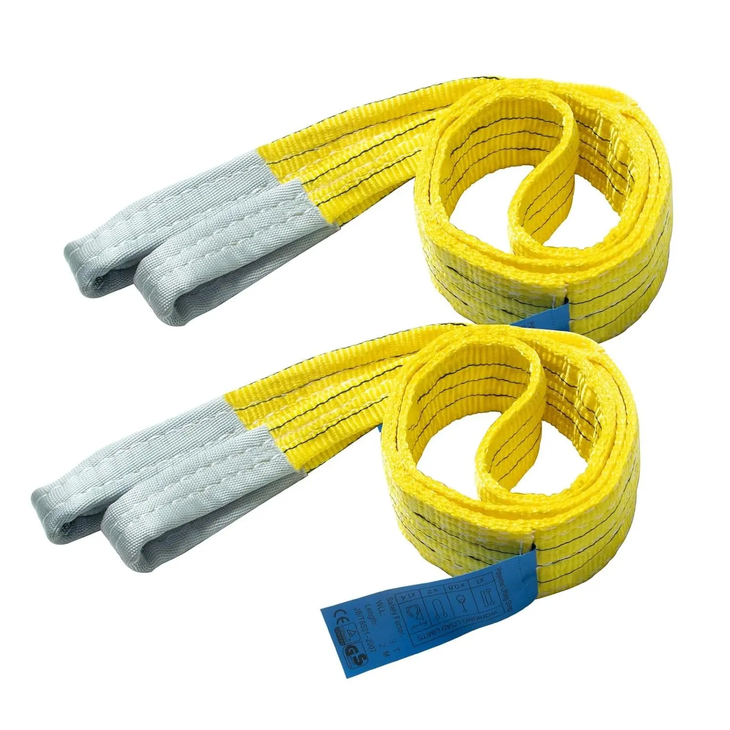 2-Pack 3"×6.5ft Industrial Heavy-Duty Polyester Webbing Rigging Sling, 6600 lbs High Capacity, 5:1 Safety Factor, Eye-to-Eye Design for Crane & Hoist Use
