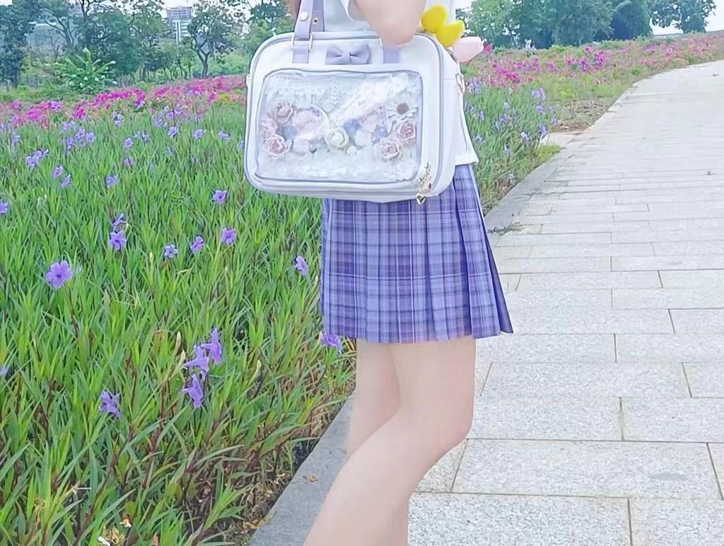 Y2K Cute Bow Ita Bag Girl Transparent Messenger Bag Women Fashion Shoulder Crossbody Bag Ladys DIY Badge Tote Bag Lolita Handbag