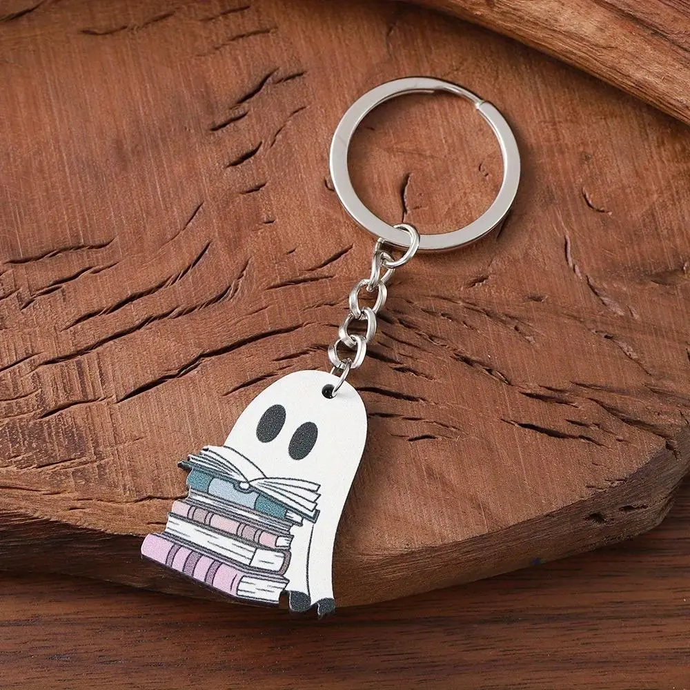 1pc Vintage Halloween Cute Book Keychain Halloween Cartoon Style Wooden Pendant Keychain Kawaii Gift Keychain Decor Aesthetic Keychain
