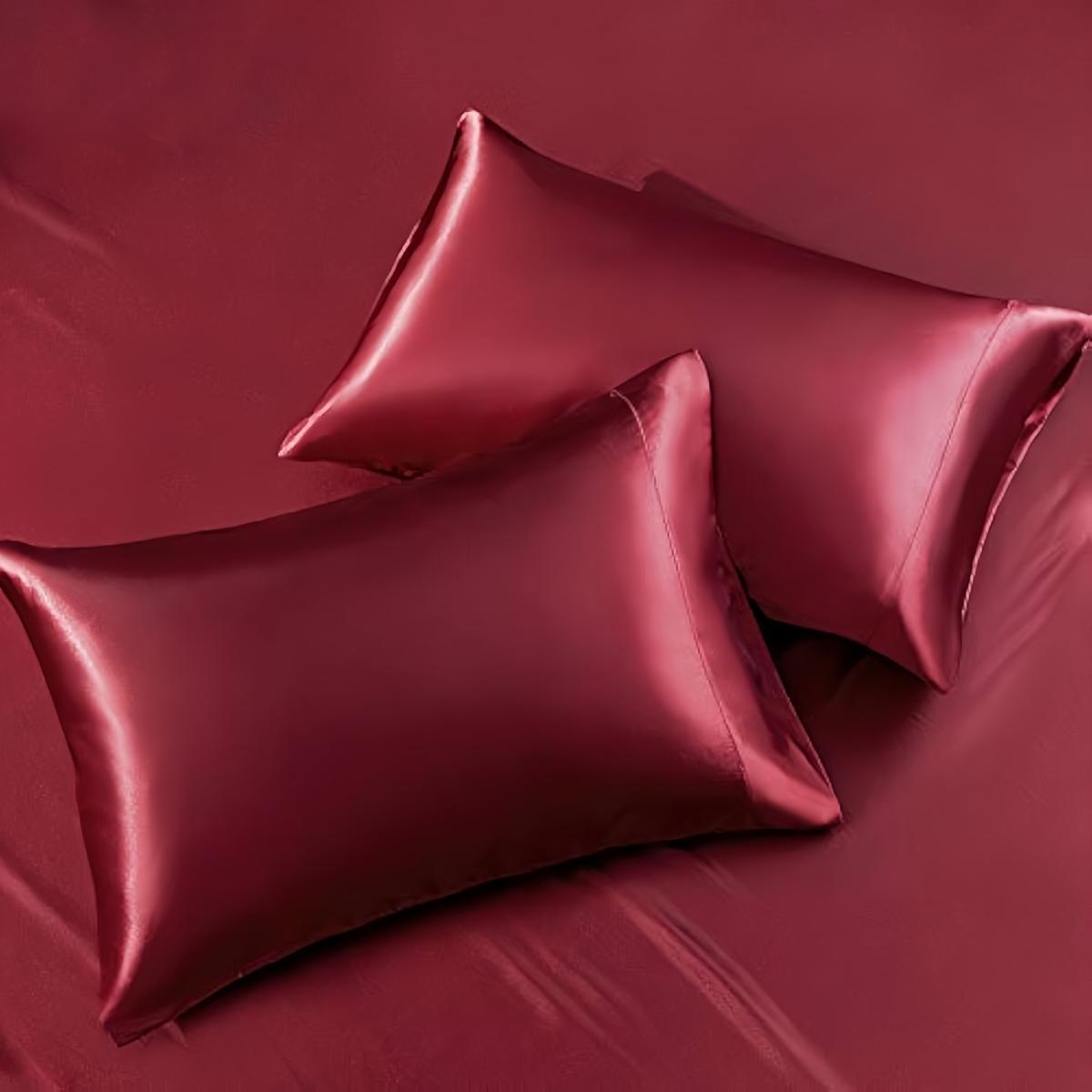 Solid Color Satin Bedding Set, 3/4 Counts Includes 1 Flat Sheet, 1 Fitted Sheet, and 1/2 Pillowcase without Filler, Soft Mattress Protector, Room Accessories, Satin Bed Sheets