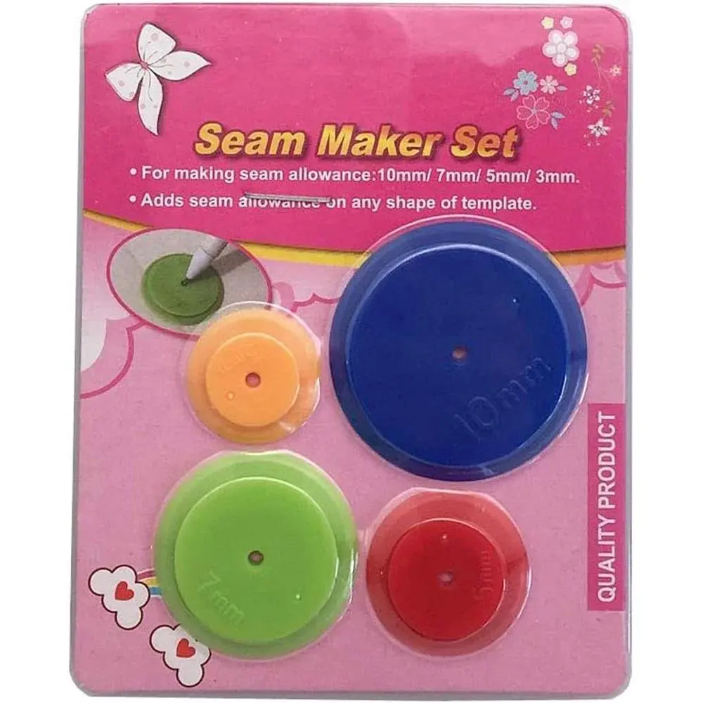 4 PCS/Pack Plastic Tracing Wheels Set (3mm-7mm Sizes, Including 5mm), Seam Markers That Adds Seam Allowance, Template-Friendly Stitch Tool for Patchwork, Any Shape of Template & Curved Paper Pattern DIY Sewing Crafts