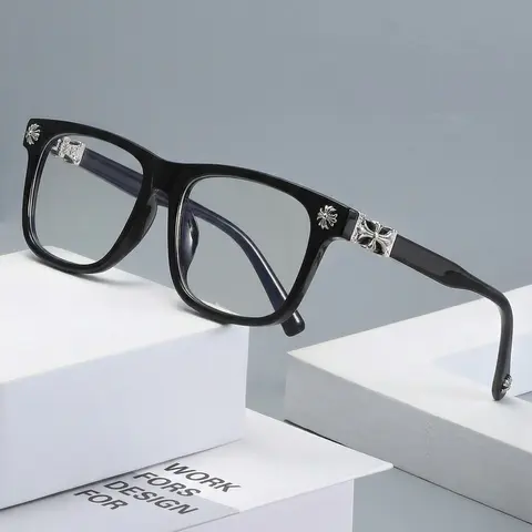 New Retro Square Frame Plain Glasses for Men and Women, Daily Wear Versatile Blue Light Blocking Eyewear Frame, Trendy Square Frames