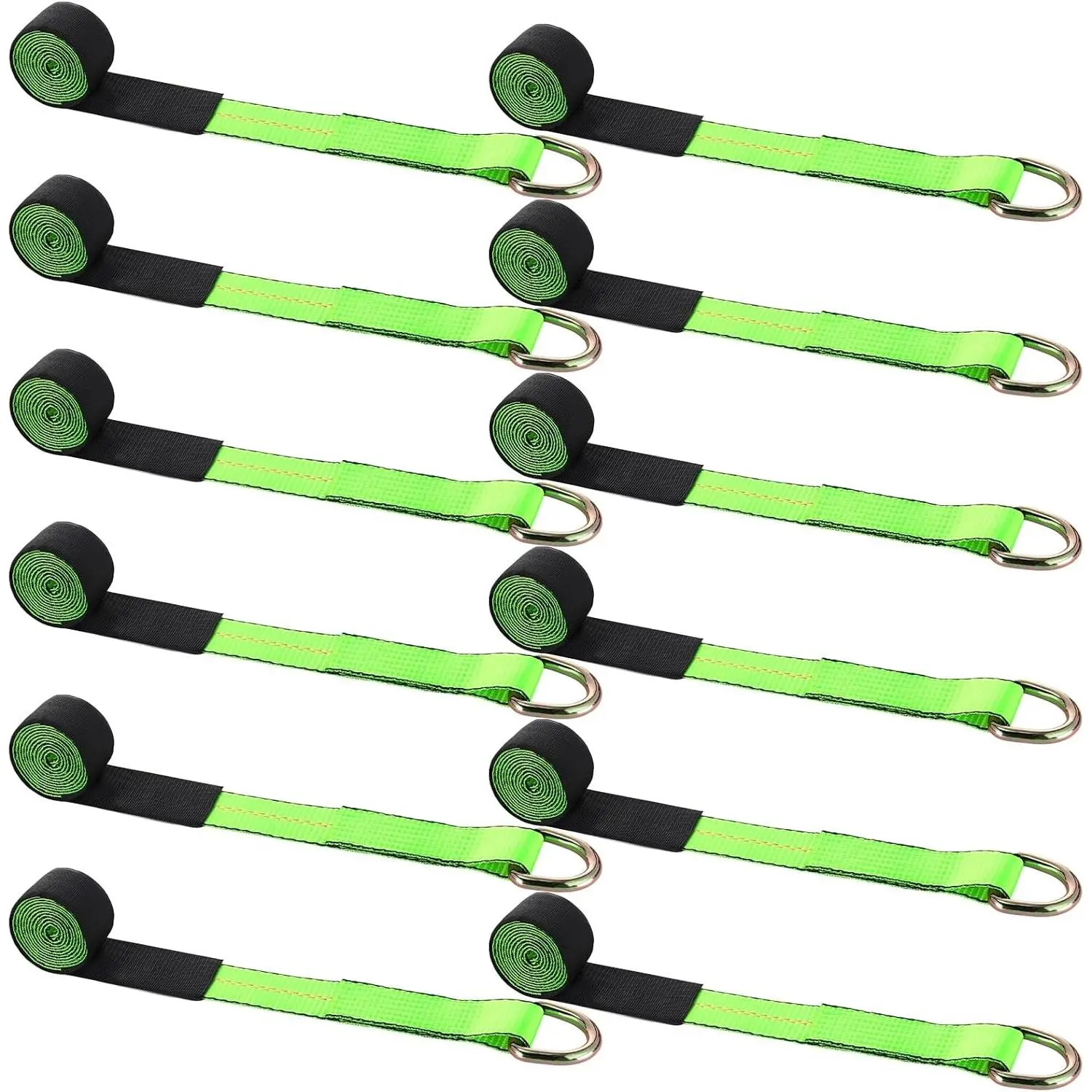 12 Pack Lasso Tow  Straps with D Ring 11, 000 Lbs Break Strength D Ring Auto Tie Down Wheel Lift  Strap for Hauling Utv SUV Wrecker Rollback(2" X 12ft)