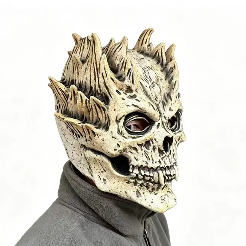 Halloween Skull Full Head Mask, Realistic Latex Skeleton Hood, Party Role Play Costume Prop, 1pc Halloween Accessory