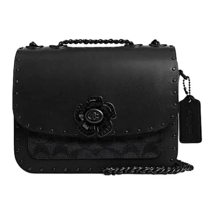 COACH Madison 19 Logo-Clasp Crossbody Bag for Women – Small Leather and Faux Leather Blend in Black