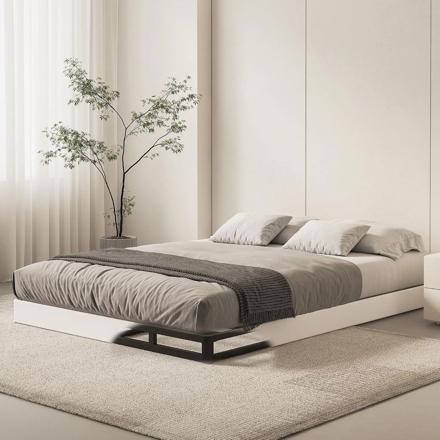 Box Spring Queen Size Bed Base, 5 Inch Low Profile, 3000 LBS Heavy Duty Metal Mattress Foundation with Fabric Cover, Easy Assembly, Quiet Noise Free, Non Slip