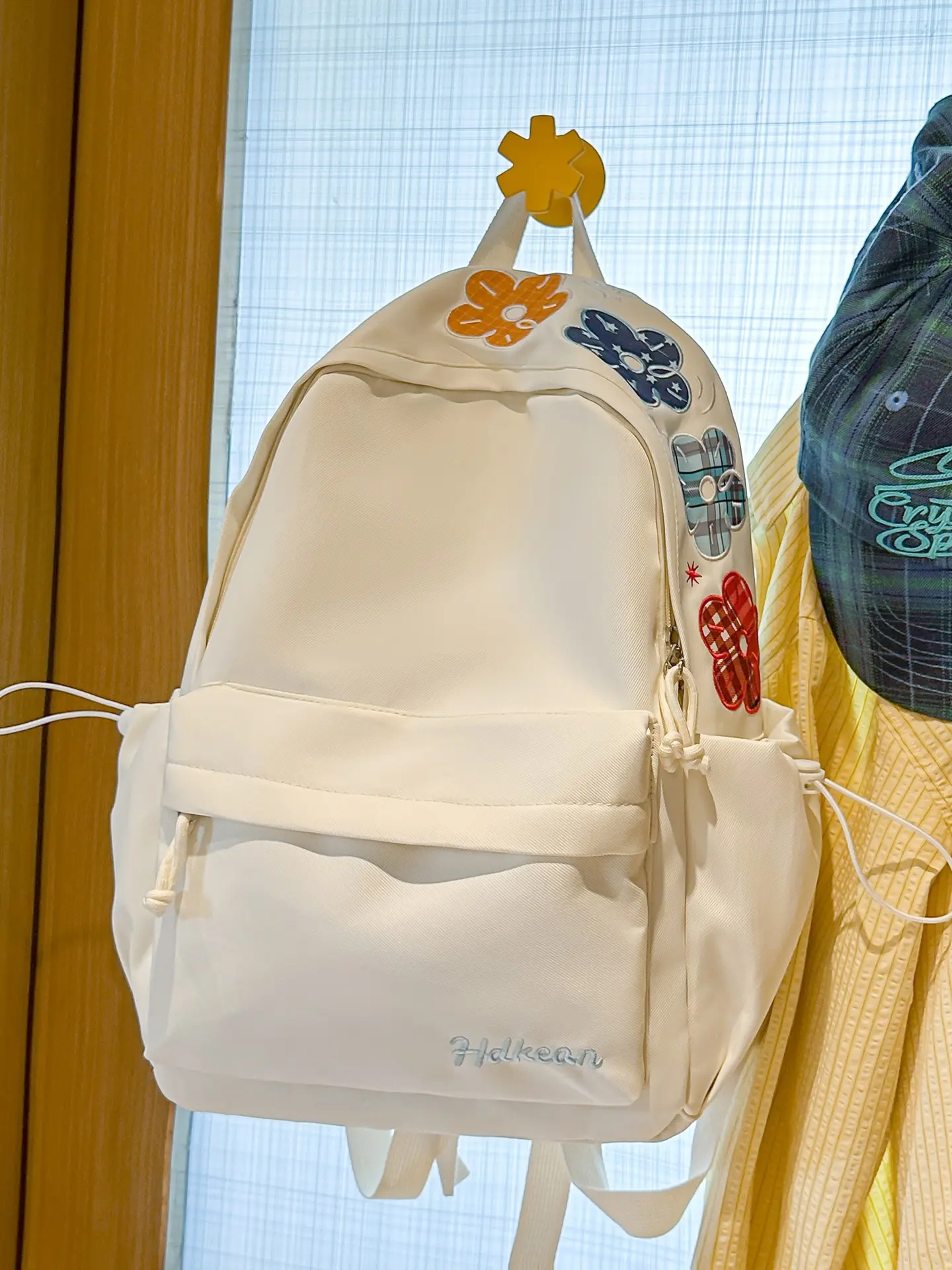 Lightweight Embroidered Backpack for Women, Korean Style Large Capacity Waterproof Bag, High Aesthetic Fashion Commute Travel Bookbag