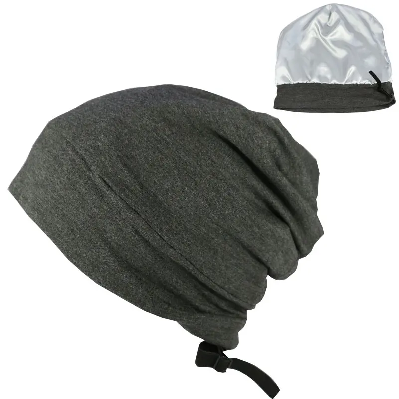 Women's Curly Girl Approved Satin-Lined Adjustable Slouchy Beanie - Lightweight, Silky, Smooth Haircare Hat for Anti-Frizz Hair Protection, Daily Wear & Night Sleeping
