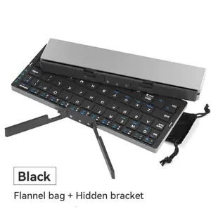 Foldable Wireless Bluetooth-Compatible Charging Keyboard with Hidden Stand and Carry Bag, Portable Keyboard for Phones & Tablets, Computer Accessory Tech Gadget