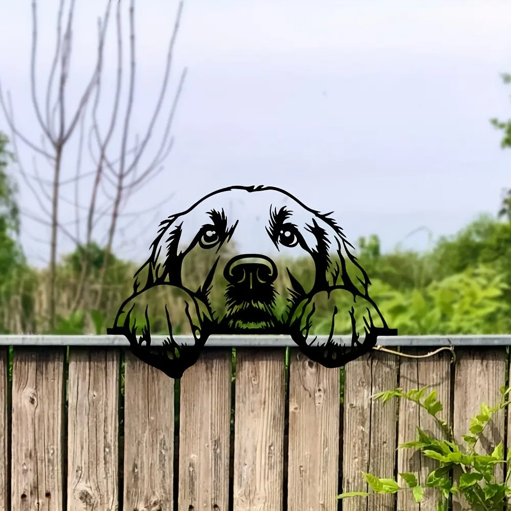 Dog Fence Topper, Metal Garden Art Wall Sculpture, Gift for Dog Lovers, Metal Topper Ornament, Garden Decoration, 1 Piece Set