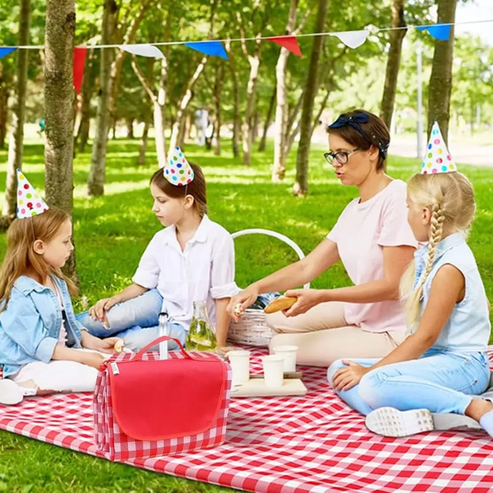 Picnic Blanket Beach Blankets 80"x60" Large Sandproof Waterproof Camping Portable Travel Blanket Play Mat for Outdoor Indoor Family Beach Park Grass Hiking Music Festival (Red)Gift