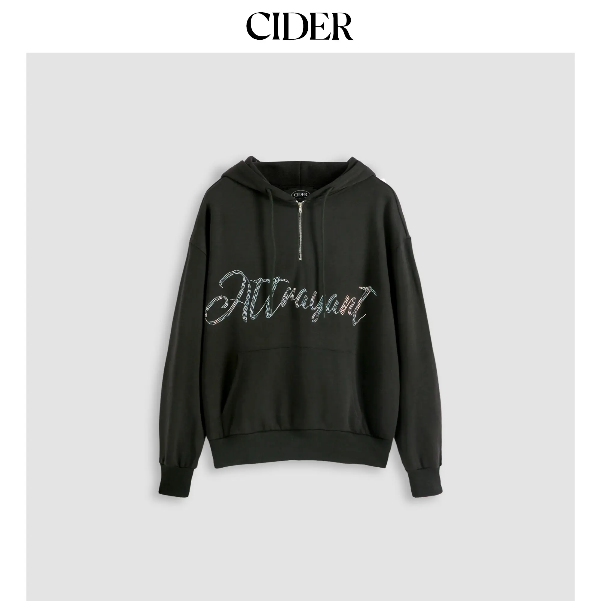 Cider Letter Print Zip Up Hoodie SohoChic