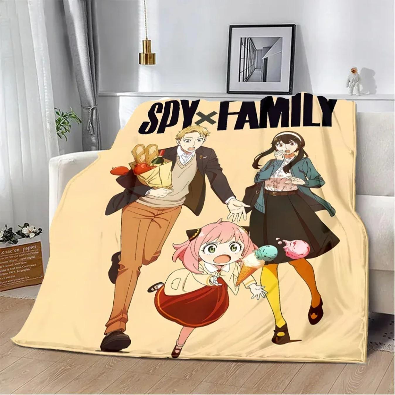 Spy x Family Anime Cartoon Printed Flannel Blanket Soft Cozy Warm Throw Blanket for Sofa Bed Picnic Travel Home Decor Birthday Gift for Fans