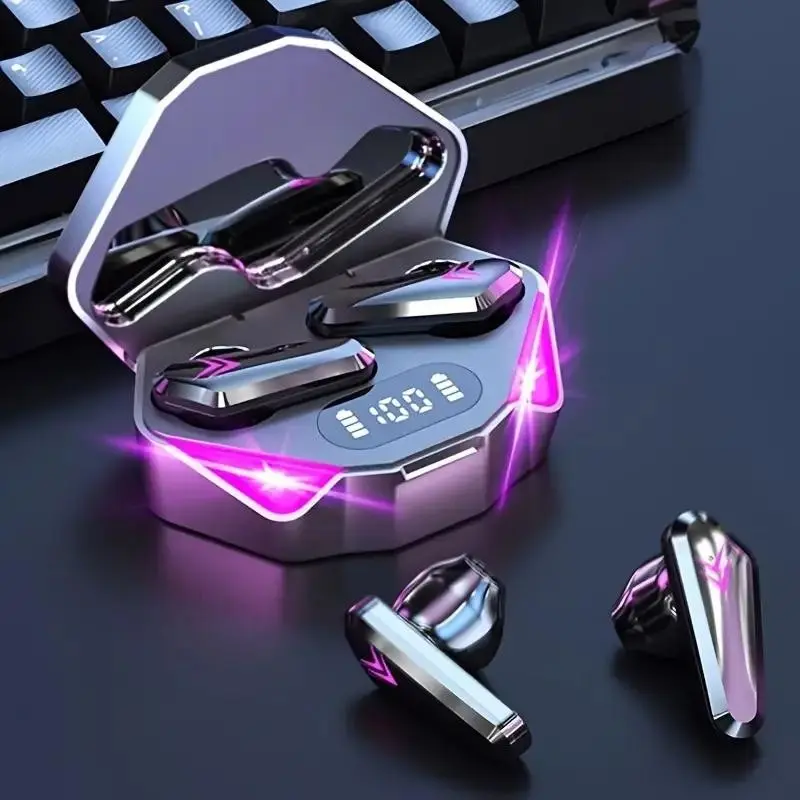 1PC Wireless Bluetooth In‑Ear Earbuds, Cool Gaming Style, LED Power Display With RGB Lighting, Built‑in Mic For Clear Call, for Sports Running Gaming Daily Use