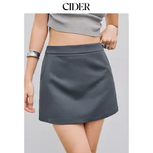 Cider [size 2-26] Middle Waist Solid Zipper Mini Skirt