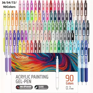 Languo Gel Pen Set, 36/54/72/90 Colors, Quick-Dry Acrylic Pens, 0.7mm Tip, Ideal for Adult Coloring, DIY Art, Card Making, Doodle Drawing Pen
