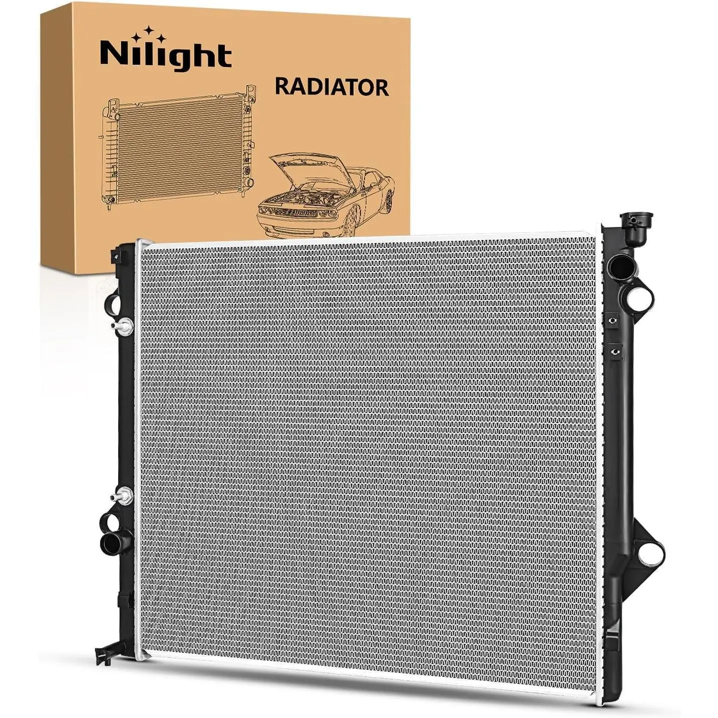 Nilight 1x New Complete Radiator - 108% Leak Tested, Precision Folded Fins, Increases Boiling Point, Maintains Pressure for Toyota 4Runner 2003-2009, FJ Cruiser V6 4.0L 2007-2014 with Transmission Oil Cooler, Replace# 1640031461