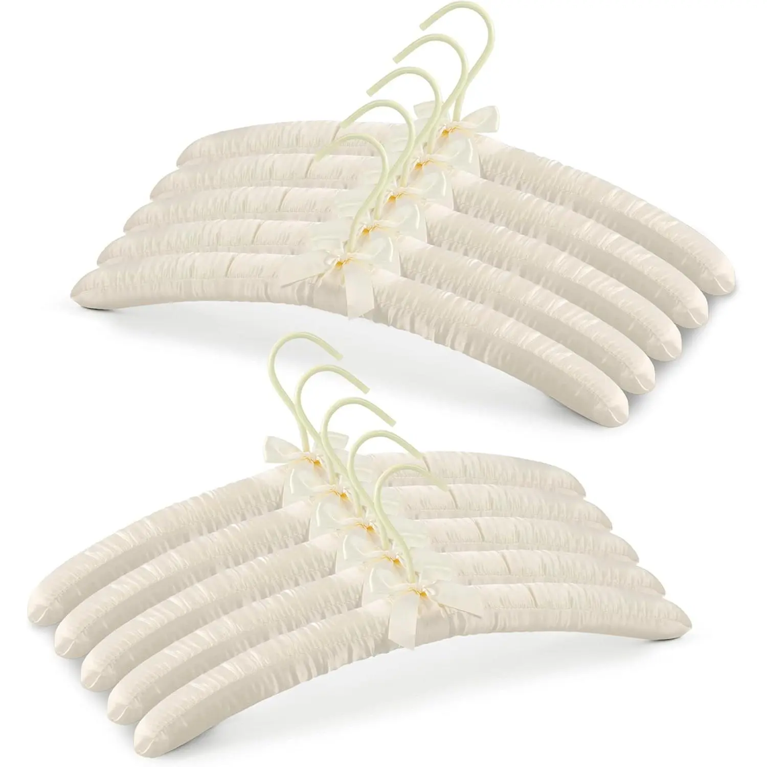 Padded Hanger for Sweaters - 17 Inch Extra Large Heavy Duty Satin Covered Coat Hangers No Shoulder Bump for Women Clothes, Sweaters, Dresses, Clothing, Weddings, Lingerie Pack of 10, Ivory