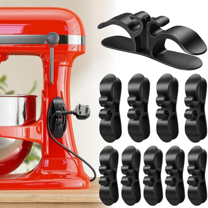 10-Pack Kitchen Appliance Wire Organizer, Upgrade Version 3m Glue and Tpr Silicone Wire Holder, for Coffee Maker, Air Fryer, Blender, Home Storage