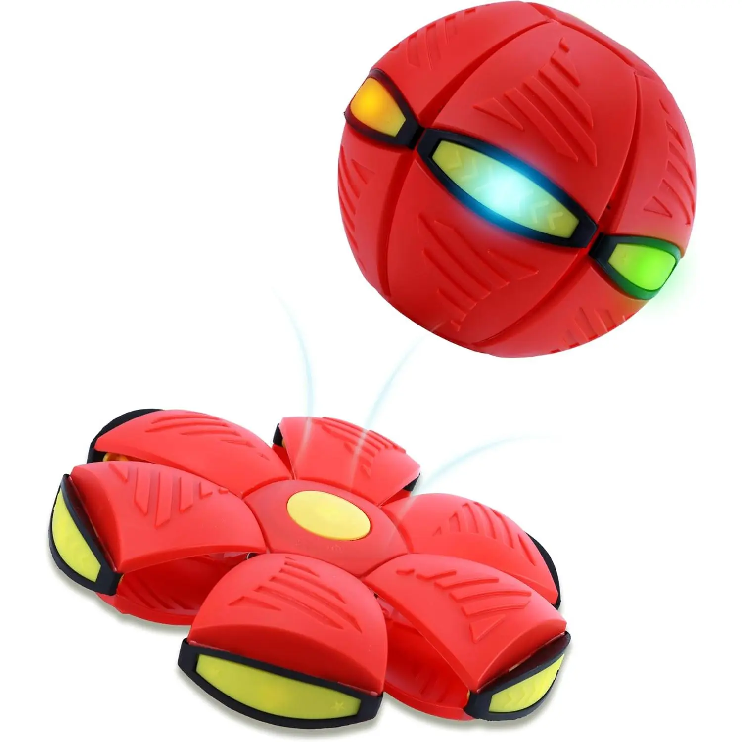 Magic Metaball, Children's Bouncing Ball, Magic Flying Saucer Interactive Pop-Up Transm Toy, Parent-Child Interaction Red Bouncy Ball, Collapsible Time Delay Frisbee Flying Disc Toy with 6 Light