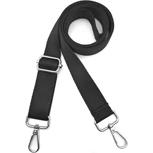 1" Wide Purse Straps Replacement Crossbody Bags Shoulder Guitar Strap for Handbags Sports Laptop Duffel Canvas Camera Bag - Black Belt,Silver Clips
