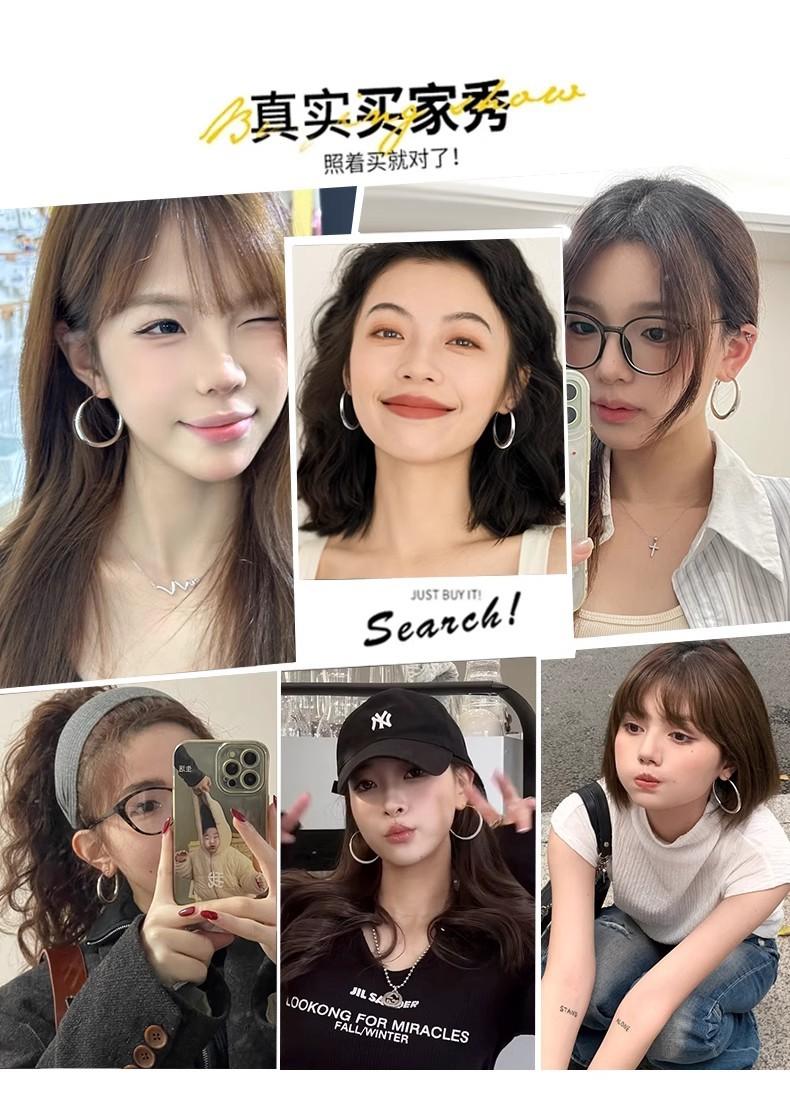 Large-circle plain ring earrings for women, high-end ear clips, ear studs, best-selling ear rings and earrings