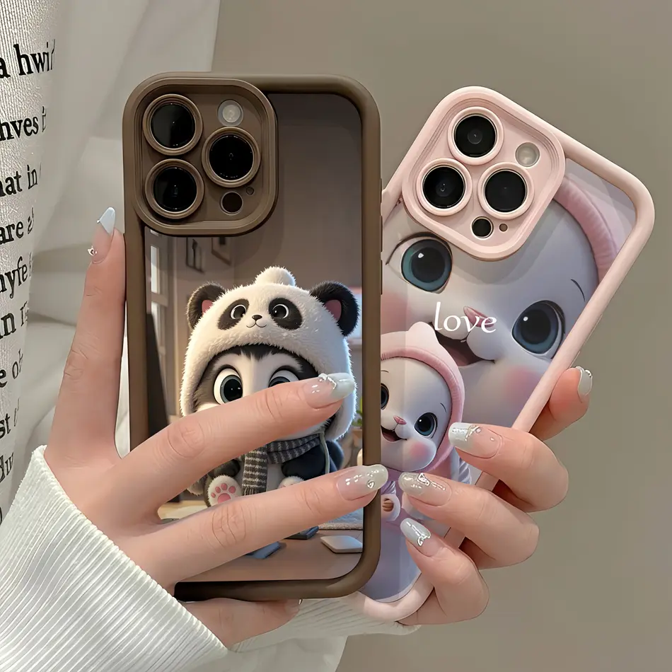 Trendy Rabbit & Aesthetic Brown Panda Phone Cover For Samsung Galaxy S21 S22 S23 S24 S25 S26 FE Plus Ultra Soft Case For Samsung A13 A14 A15 A16 A17,A33 A34 A35 A36,A52 A53 A54,Note 20 Ultra Liquid Silicone Anti Drop Durable Soft Bumper Cover Gift