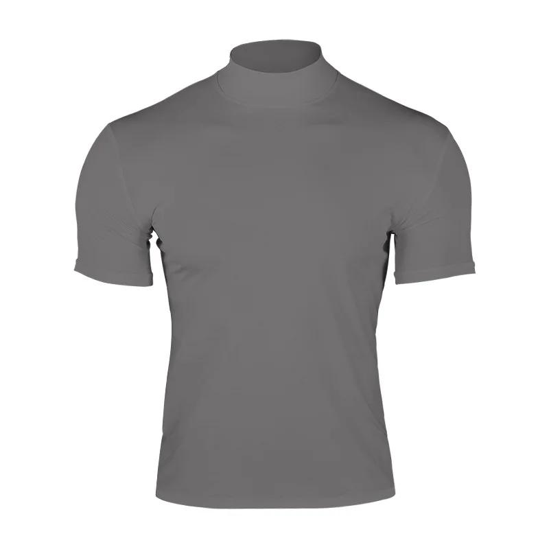 Kyn Apparel  2026 summer solid color short-sleeved fashion bottoming shirt men's tight turtleneck T-shirt