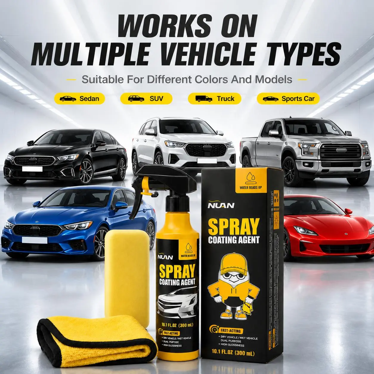 Spray coating agent；NUAN nano car coating sprayNUAN nano car coating spray Graphene Ceramic Spray Coating for Cars, Hydrophobic Car Wax Spray, High Gloss Paint Protection for Glass Wheels Trim