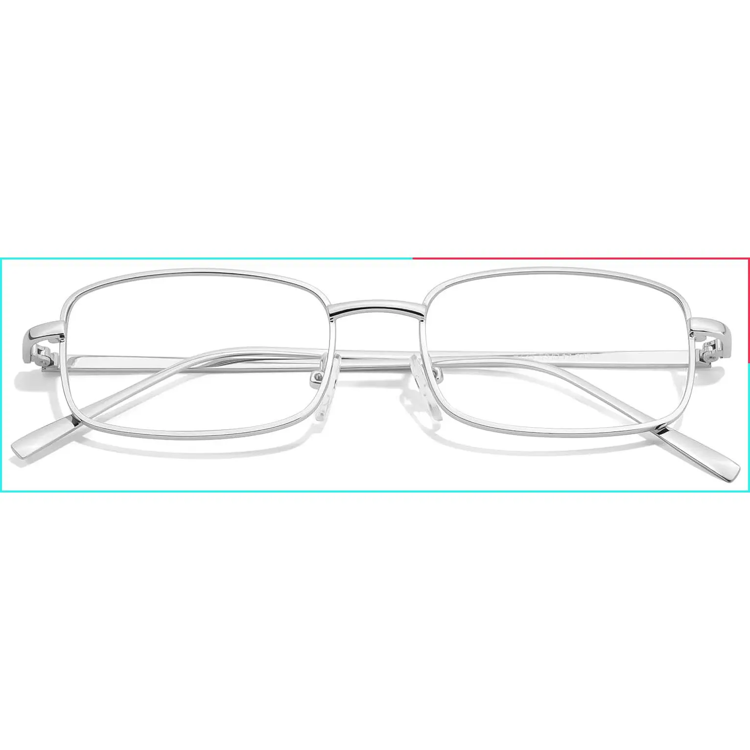 Fashion Clear Blue Light Blocking Rectangle Glasses for Women | Metal Frame, Small Fake Eyeglasses for Office Siren Style, Computer Use, Cosplay & Daily Wear