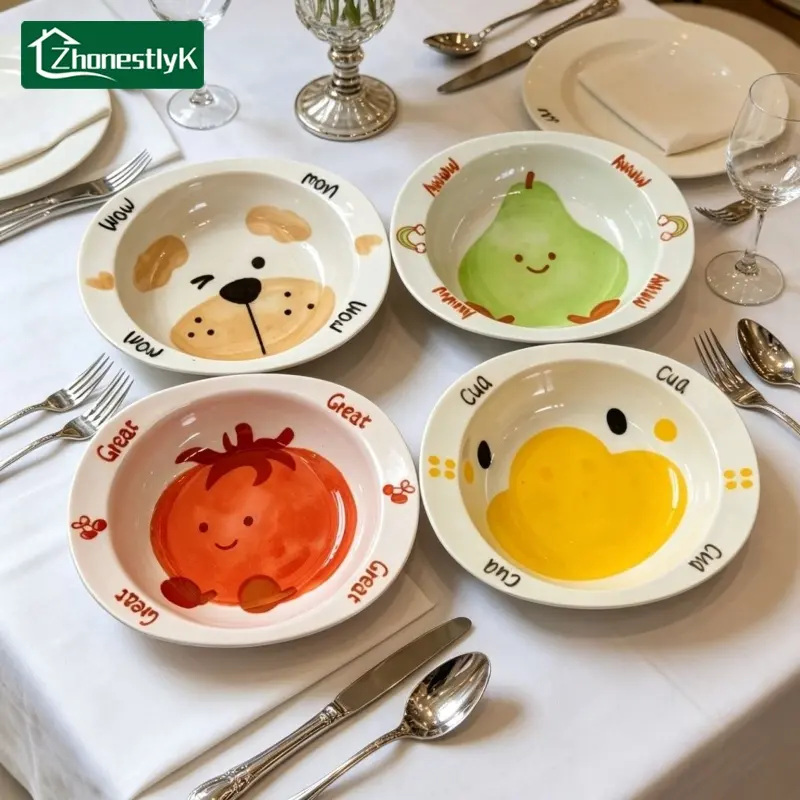 4Pcs Cute Fruit Ceramics Sauce Dish Cartoon Seasoning Plates Bowl Table Service Soy Vinegar Dishes Hot Pot Dipping Wholesale