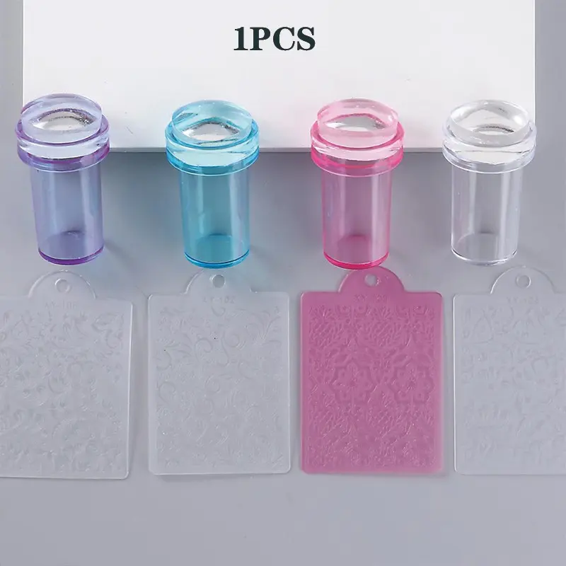 French Nail Art Transfer Tool Set, Includes Stamps and Scraper, Odorless Easy Transfer Design, for Hand and Foot Nails, Nail Accessories