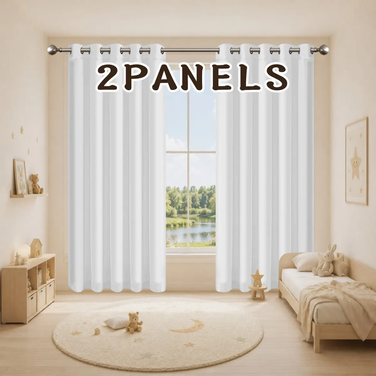 2-piece set of sheer textured non transparent privacy filter translucent curtains, white phantom gauze curtains for bedroom decoration, perforated hanging method, suitable for bedrooms, kitchens, and bathrooms