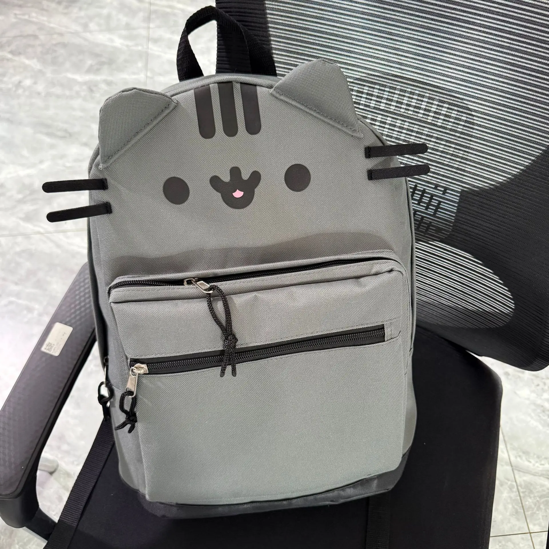 Trendy Soft Girl Cartoon Pangji Cat Bear Pattern Canvas Backpack Unisex Large Capacity School Bag Ideal For Daily Travel And School Use