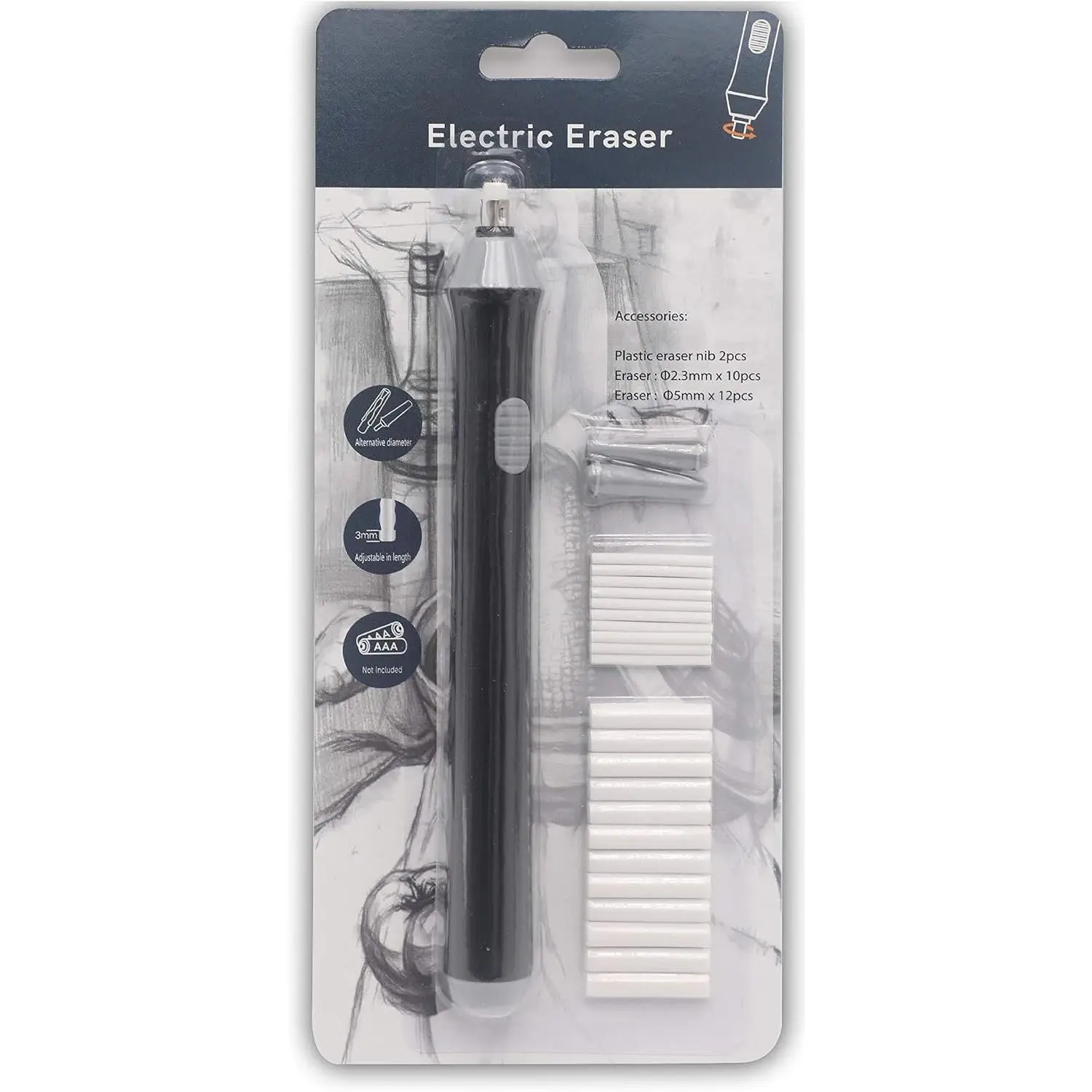 Electric Eraser with 22 Refills for Sketching Drawing and Pencil Art | Portable   Eraser for  Pencil Correction with Two Tip Sizes for Artists Students and Design Work