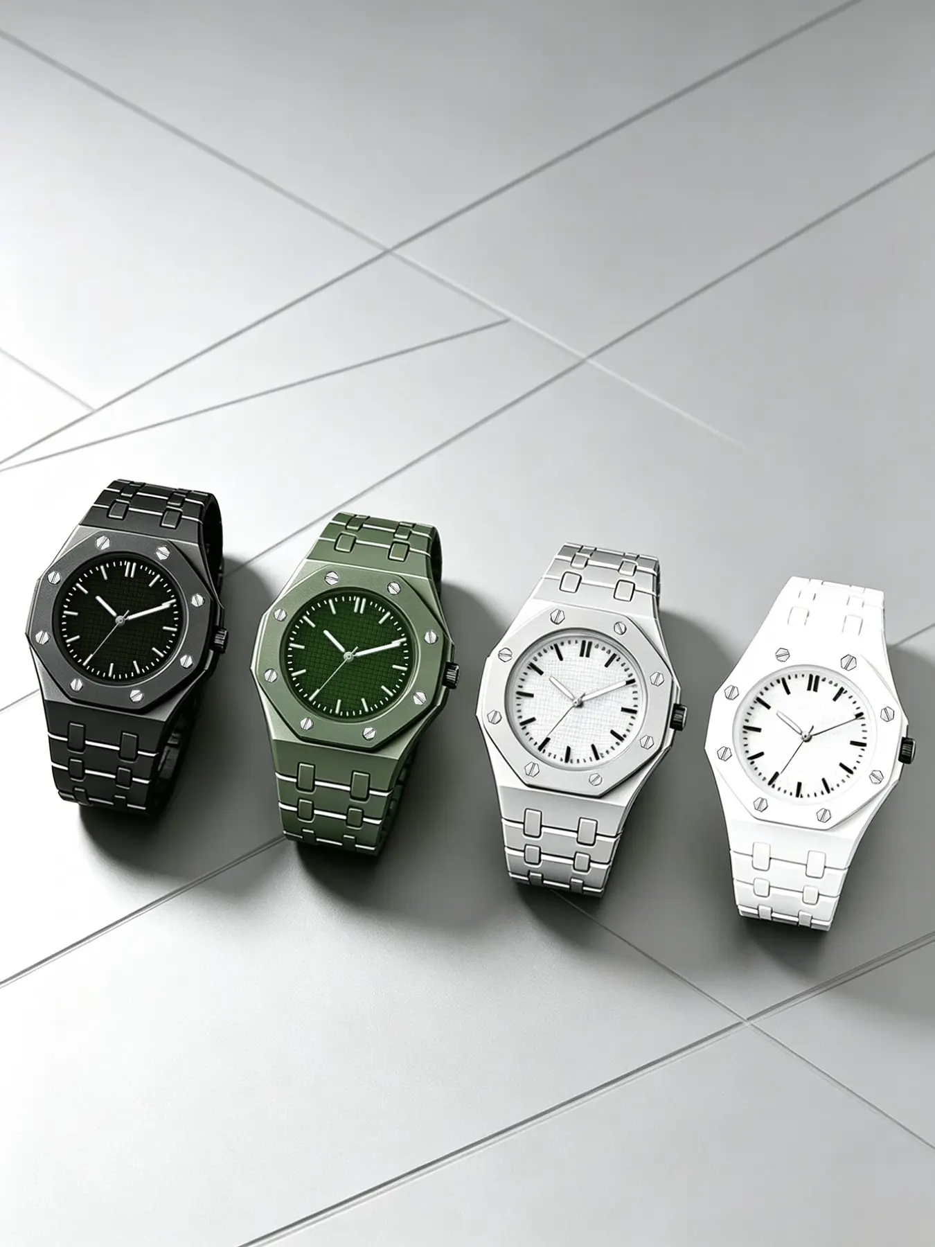 4pcs Men's Plastic Quartz Watch Set, Casual Round Dial Analog Face, Pin Buckle, Hardlex Glass, Perfect for Daily Use, Gifts