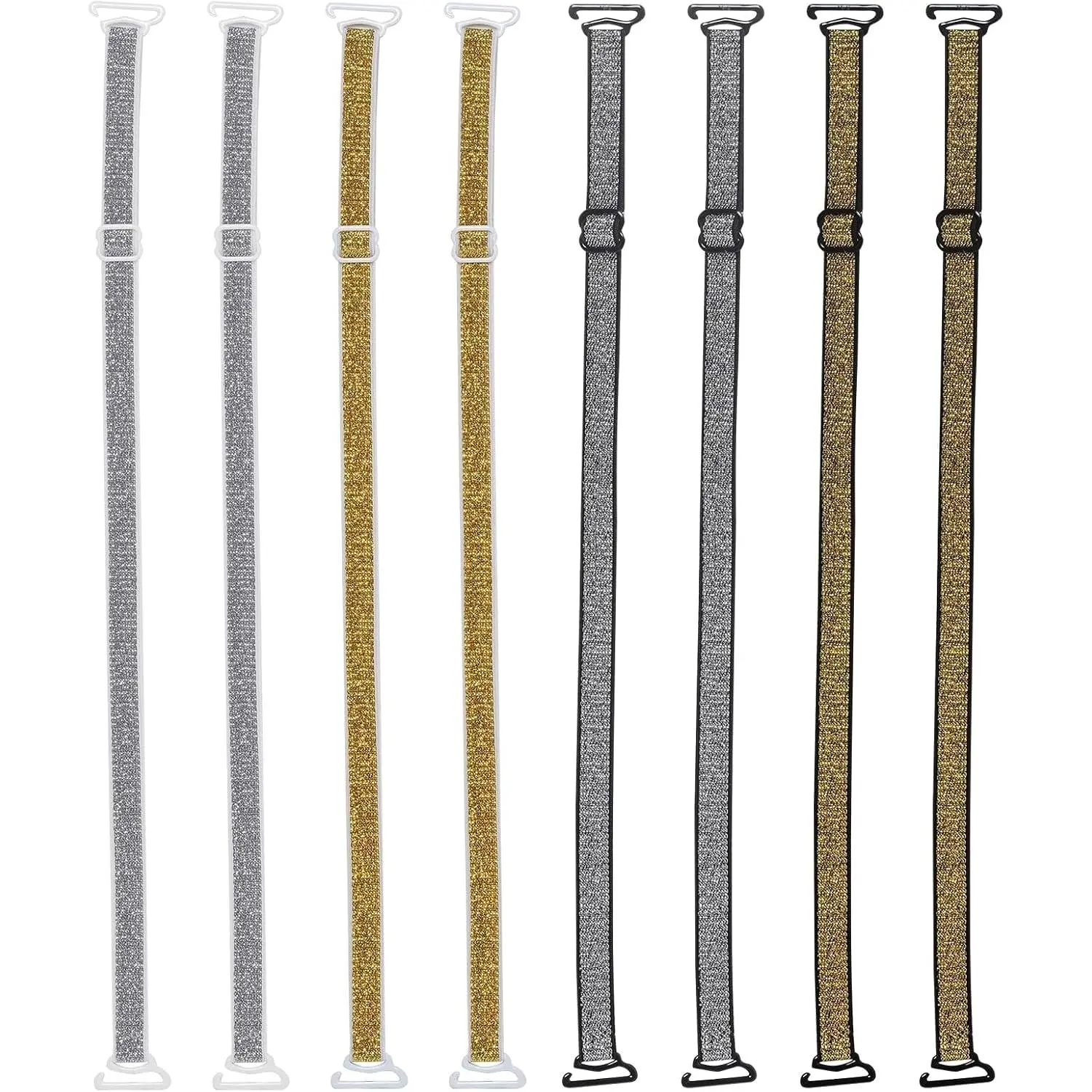 4 Pairs Women's Bra Straps Glitter Elastic Adjustable Underwear Strap Replacement Shoulder